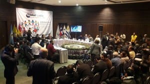 Imagen del acto inaugural del encuentro internacional "Ciudad Accesible" celebrado este jueves 8 de junio en La Paz (Bolivia).